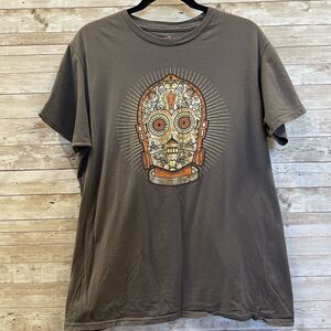 Disney Parks Adult L T-Shirt Star‎ Wars Day Of The Dead Sugar Skull C3PO Hanes
